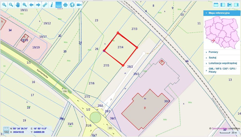 Działka inwestycyjna 0,2419 ha przeznaczenie A10.5P1