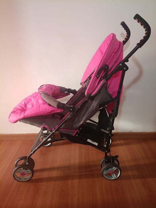 Carrinho de Passeio Asalvo (Guarda-chuva) + Cobre-pés | Rosa e Cinza