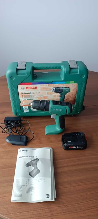 Bosch UniversalImpact 18V: aku 1.5Ah, ładowarka, pudełko, instrukcja