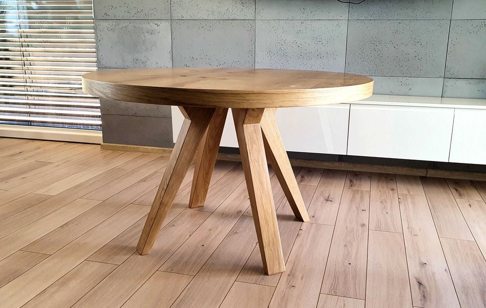 Nowoczesny stół dębowy okrągły rozkładany 2x50cm Loft 7