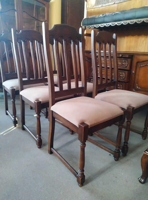 Stylowe krzesła dębowe komplet 6 sztuk