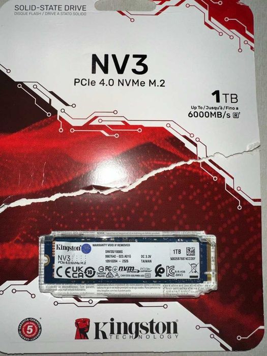 SSD Kingston NV3 1TB M.2 NVMe PCIe 4.0 (SNV3S/1000G), здоров'я 98%