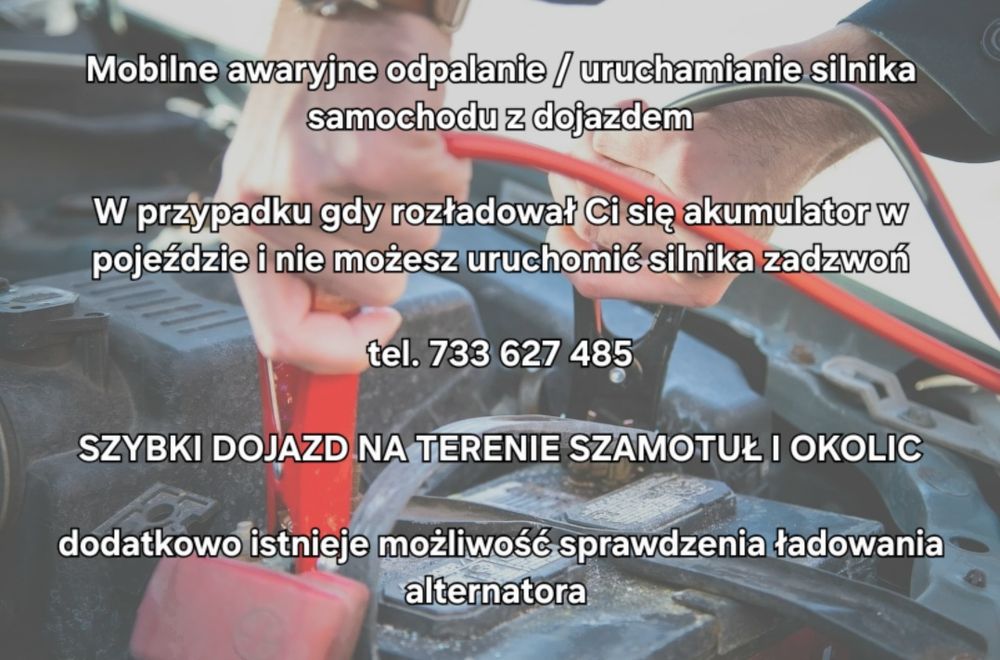 Mobilne awaryjne odpalanie uruchamianie silnika auta samochodu DOJAZD