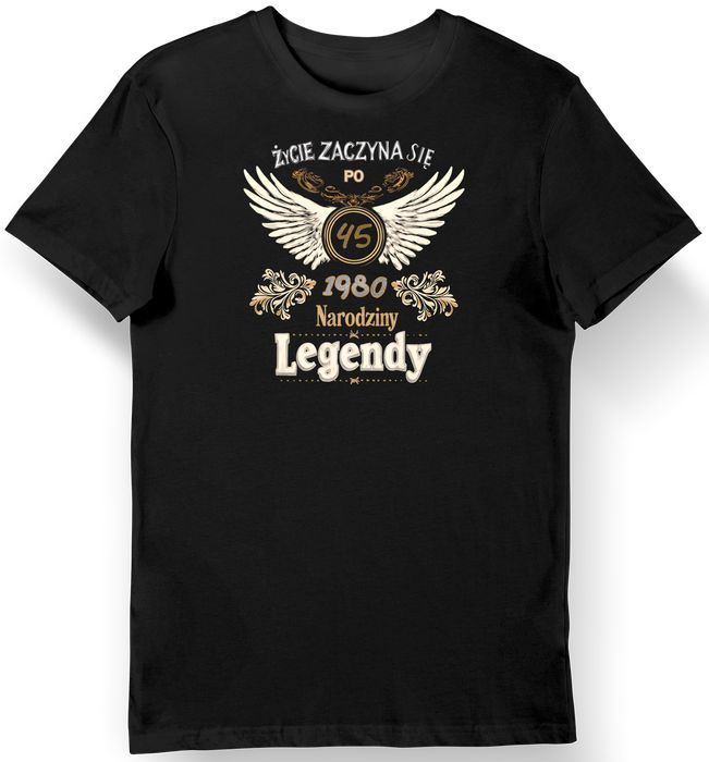 Koszulka męska na 45 urodziny 1980 narodziny legendy czarna L