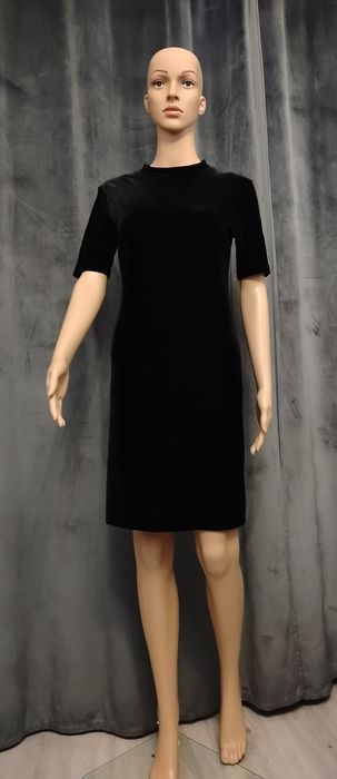 XS S M czarna welurowa aksamitna sukienka mini MIDI sexy sylwester