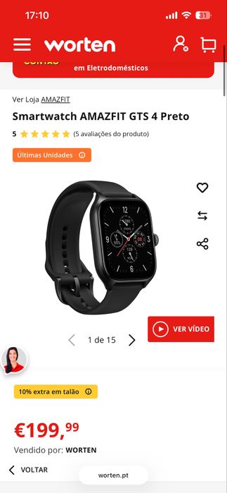 Amazfit GTS 4 preto