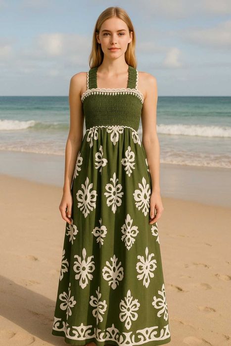 Vestido verde seco S a XL