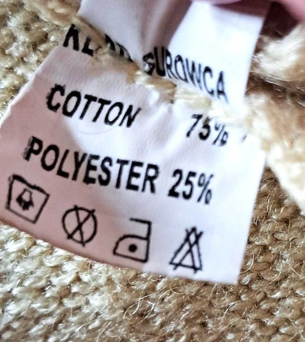 Bawełniany kremowy sweter flokowane kwiaty vintage fairy cotton S/M