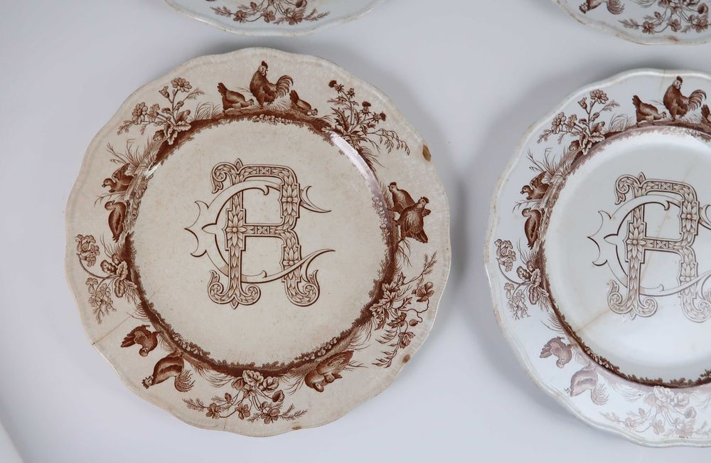 4 Pratos Brasonados "CR" Séc. XIX