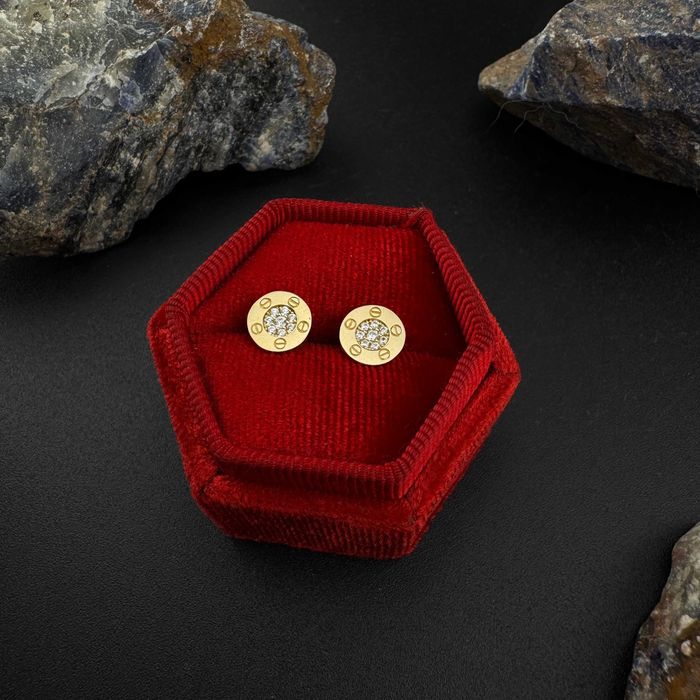 Złote Kolczyki Z Cyrkoniami Kółka Wkrętki Próba 585 Waga 1.45g (J)