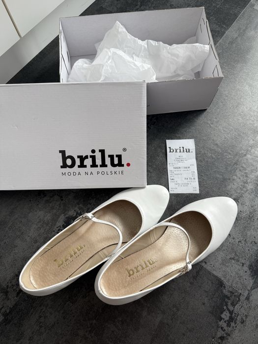 Brilu - białe ślubne buty rozmiar 40