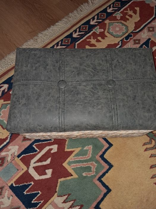 Bau em vime cinza azul