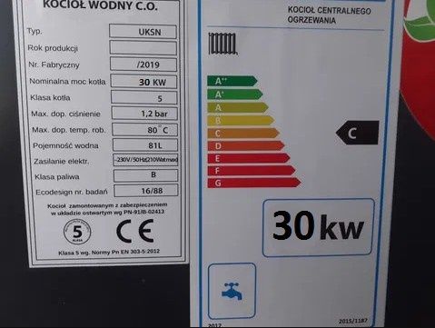 Kocioł piec 30kW na drewno węgiel do 250m2 Dostawa Osprzęt Gratis