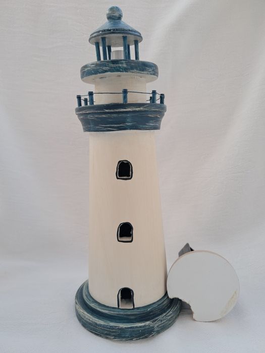 Farol Decorativo em Madeira c/ Luz LED – Candeeiro de Mesa (NOVO em Caixa)