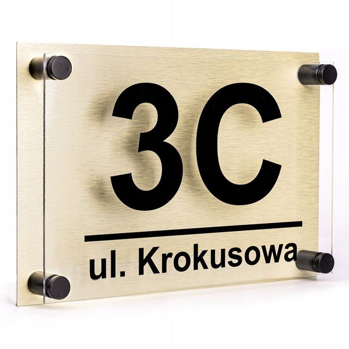 tabliczka z numerem domu adresowa pleksa i aluminium + dystanse i kołki