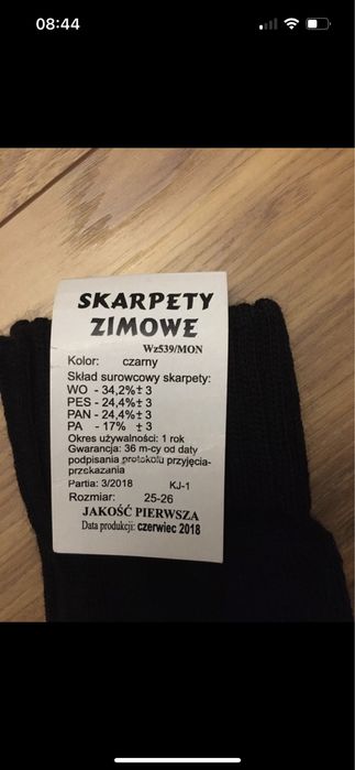 Skarpety zimowe wojskowe 539/MON
