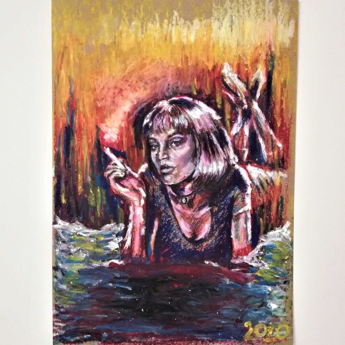 Pulp fiction Quentin Tarantino film plakat rysunek Mia portret unikat