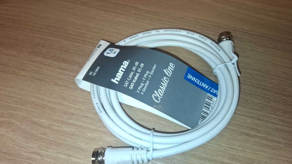 Kabel Antenowy - HAMA - Kabel Koncentryczny - DVB-T2 - 1,5 metra