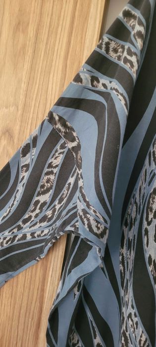 Niebiesko czarna włoska sukienka tunika  bawełna luźna over size