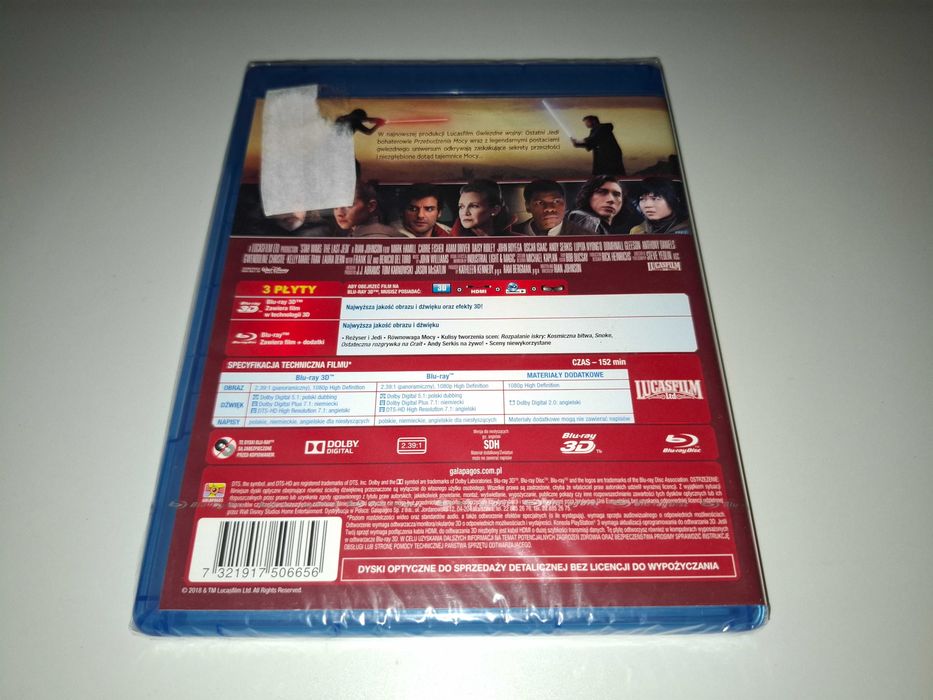 Gwiezdne Wojny Ostatni Jedi 3D PL [Nowa] Film Blu-Ray 3D + 2D