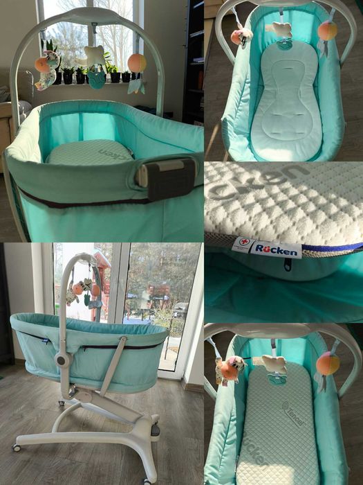 Chicco Baby Hug 4w1 Łóżeczko krzesełko leżak na kółkach Aquarelle