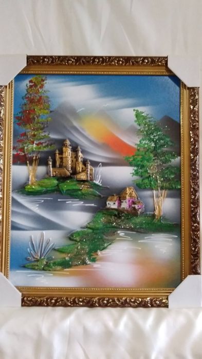 Картина 40х50 см. объемная, аэрография,лепка