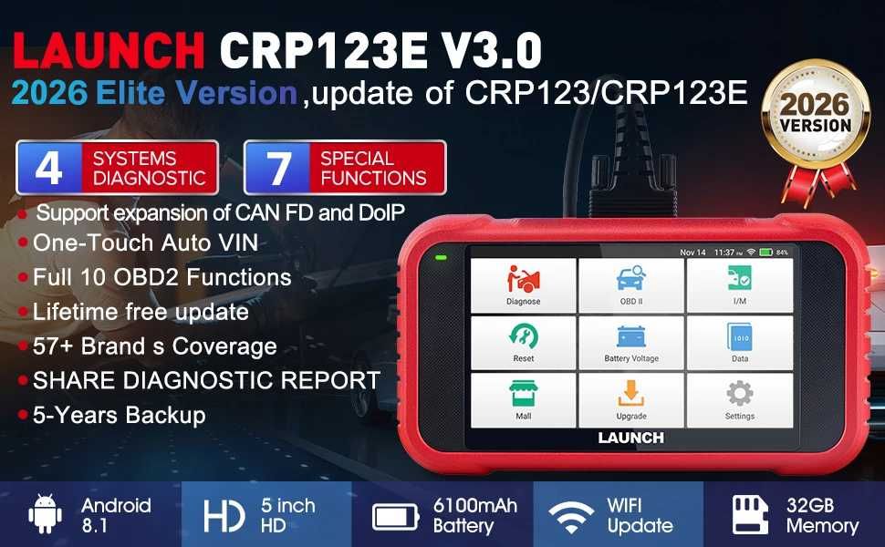 Launch CRP123E V3 Maquina Diagnóstico OBD Actualizações Grátis Vitalícias (NOVO)