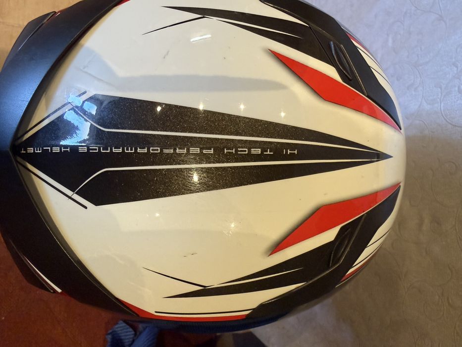 Capacete Integral CMS GTR – Preto, Branco e Vermelho (Tamanho XL)
