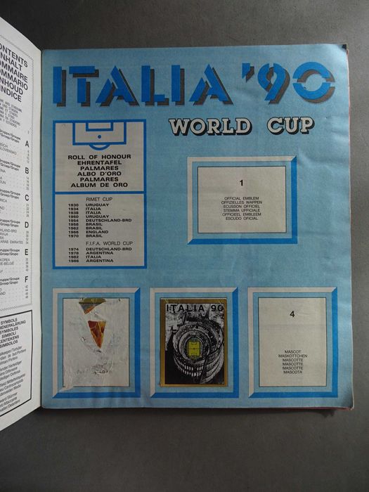 Caderneta de cromos Itália 90 Panini - com 365 cromos