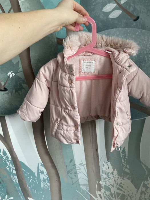Kurtka zimowa niemowlęca pudrowy róż Zara rozm. 74