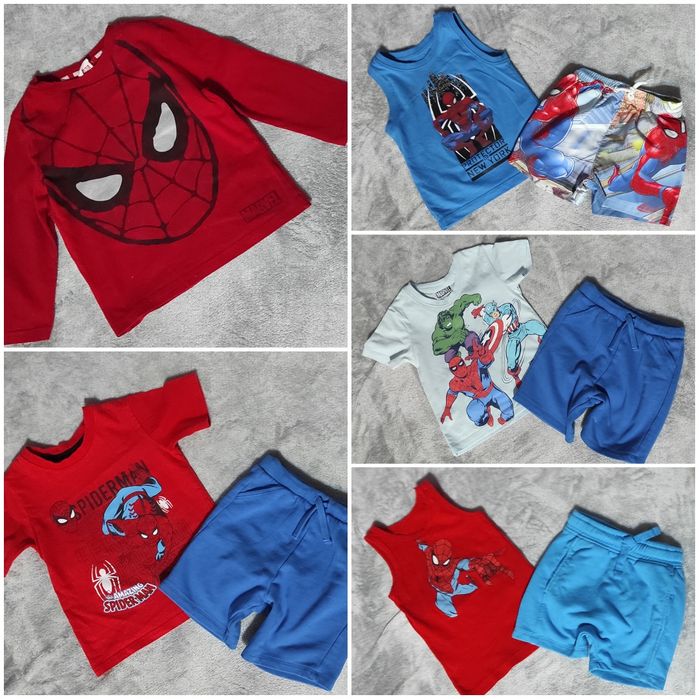 92-98 mega paka synek lato spodenki koszulki Spiderman Next H&M