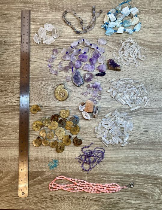 Великий набір натуральних каменів і амонітів для прикрас / handmade