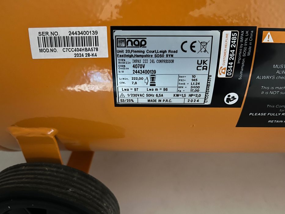 IMPAX  24L kompresor bezolejowy 230V 1,5kW