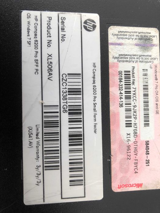 Системный блок HP Compaq 6200 Pro SFF PC