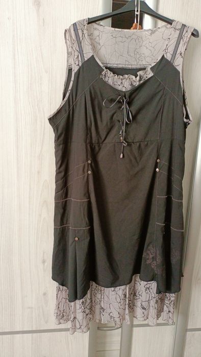 Sukienka czarna z szarym, na letnie dni, cieniutka 42/44