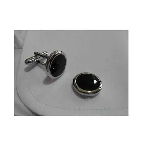 SPINKI SREBRNE CZARNE do mankietu koszuli - NOwe