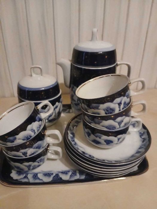 Рідкісний кавовий сервіз "Зимова ніч" кобальт, Баранівський завод