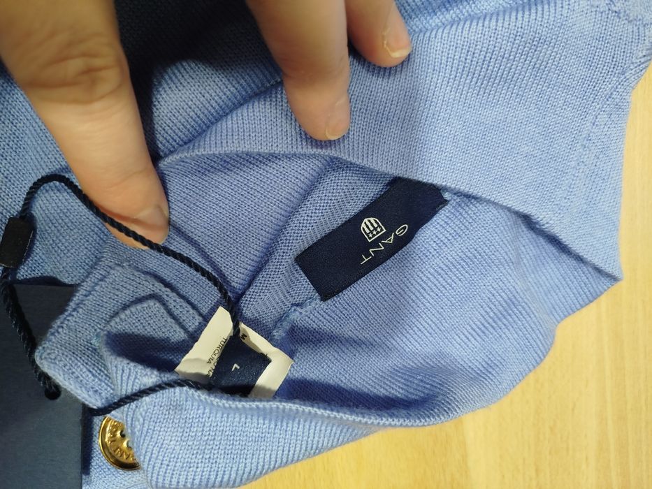 Sweter damski golf niebiesko lawendowy guziki Gant L