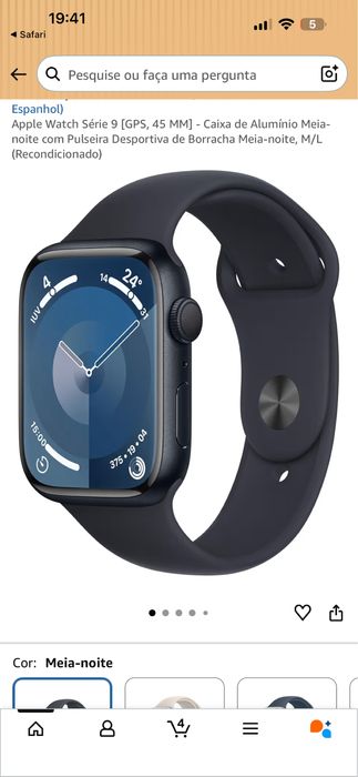 Relogio apple watch series 9 41mm midnight gps