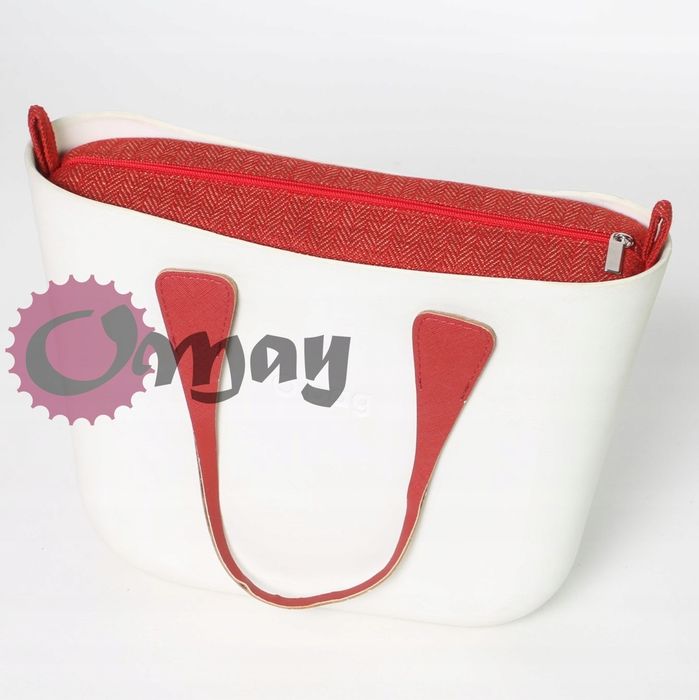 Czerwony organizer OBAG MINI jodełka elegancka 2 kieszenie wkład OMAY