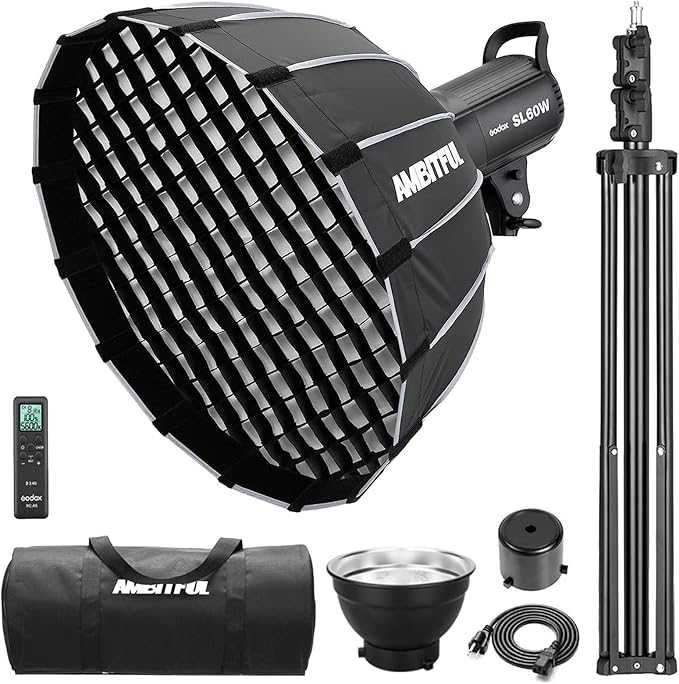 Godox SL-60W CRI 95+ LED, Bowens z AMBITFUL P60 Softbox