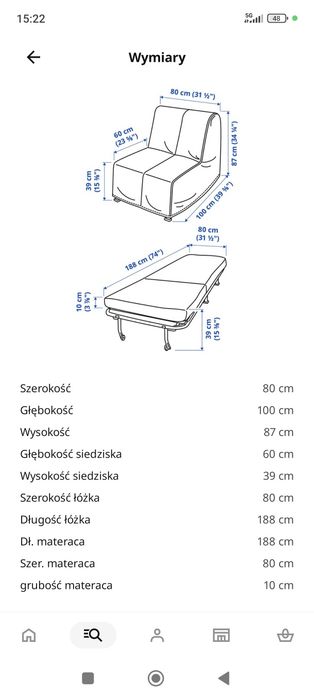 Fotel rozkładany IKEA