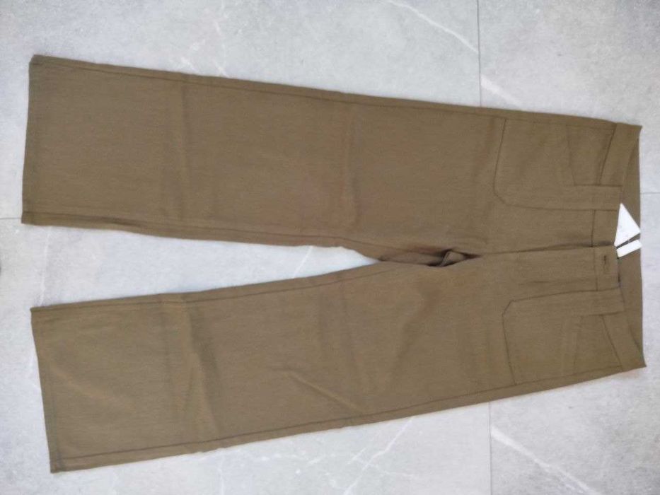 Szerokie spodnie z diagonalu H&M rozm. 40 zieleń khaki