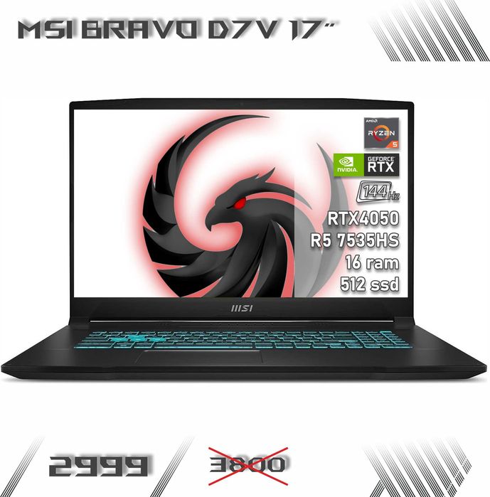 LAPTOP GAMINGOWY MSI Bravo 17" RTX 4050 Ryzen 5 7535H 144hz