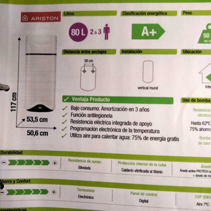 Bomba de Calor Ariston Nuos Evo 80 litros