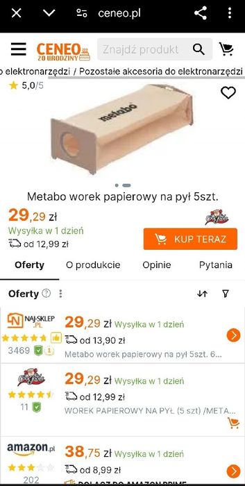 Worki na pył METABO