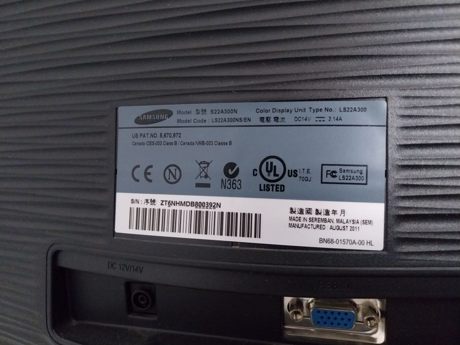 Monitor Samsung S22A300N 22'' LED FULL HD VGA