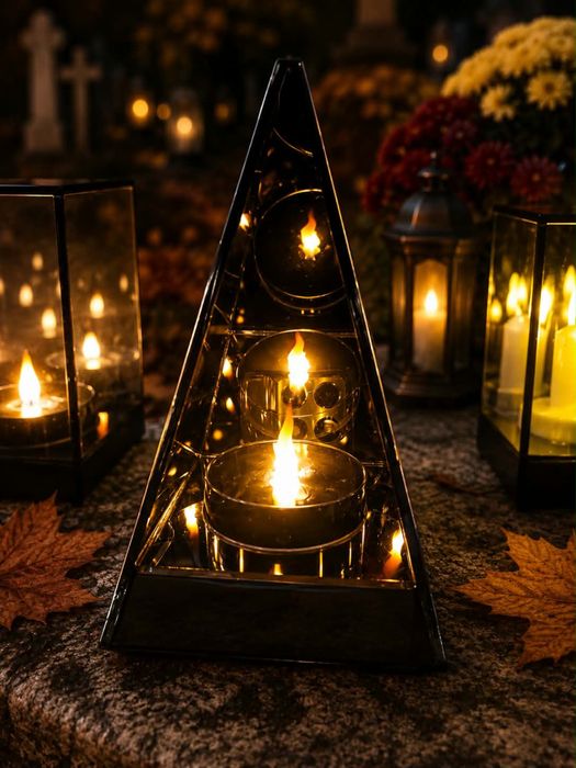 Lustrzany Lampion 3D LED – elegancki znicz premium