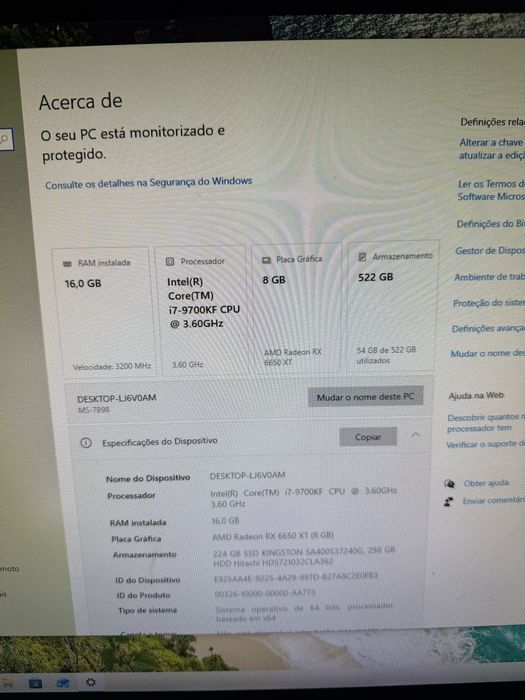 PC Gamer i7-9700KF | RX 6650 XT 8GB | 16GB RAM 3200MHz | Caixa RGB