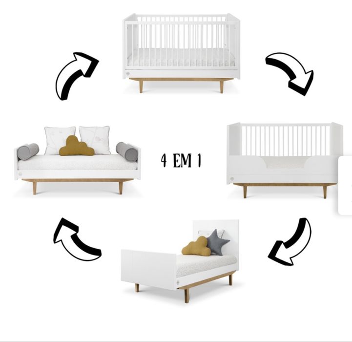 Berço Evolutivo para Bebé MIDDY 4 em 1 | FLYBABY